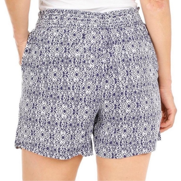 Briggs New York Womens 5” Linen Blend Pull On Shorts Blue Ikat Print - Picture 3 of 3